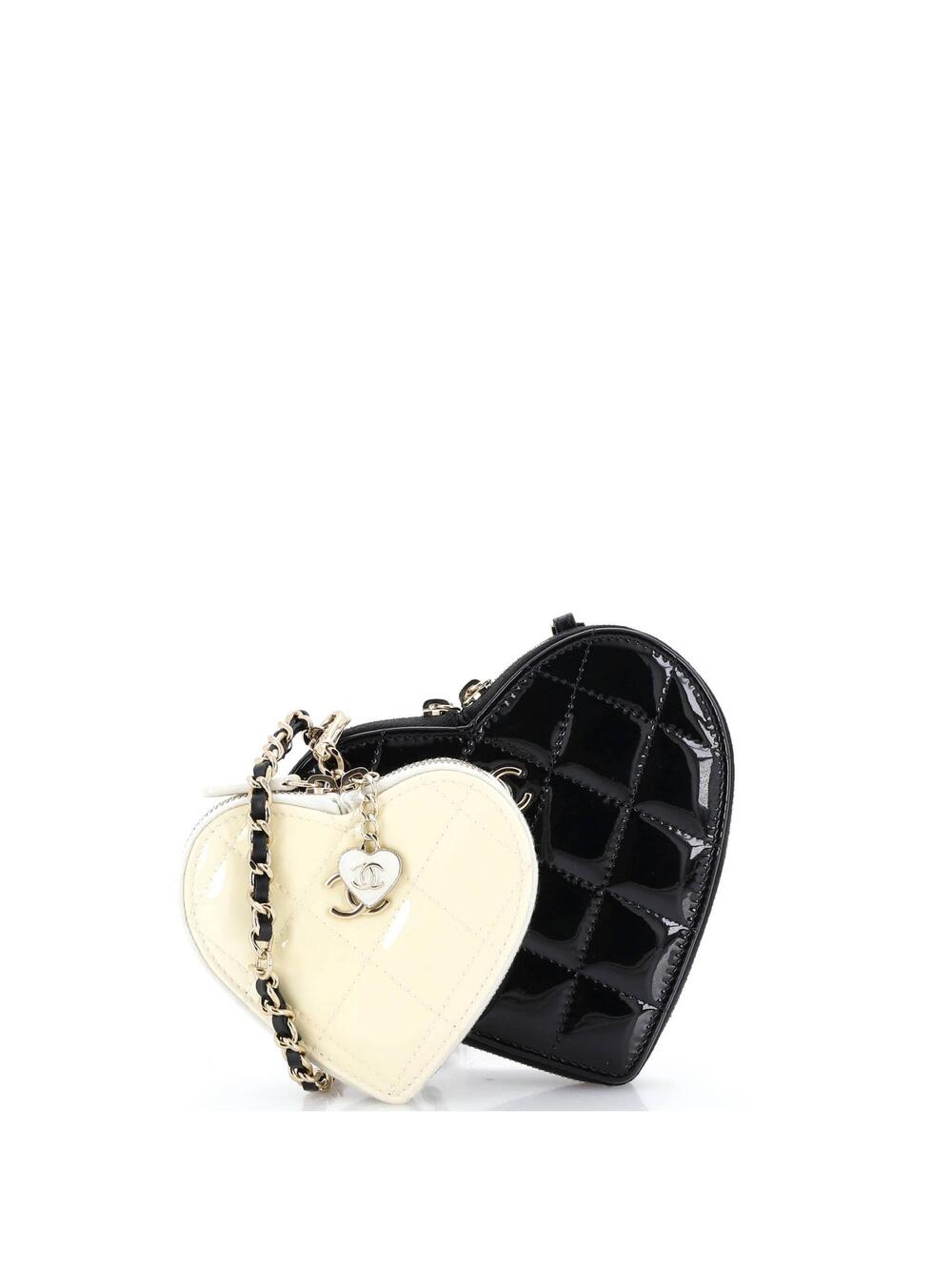 Chanel Double Heart Clutch With Chain #258798C31B